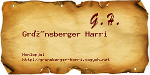 Grünsberger Harri névjegykártya